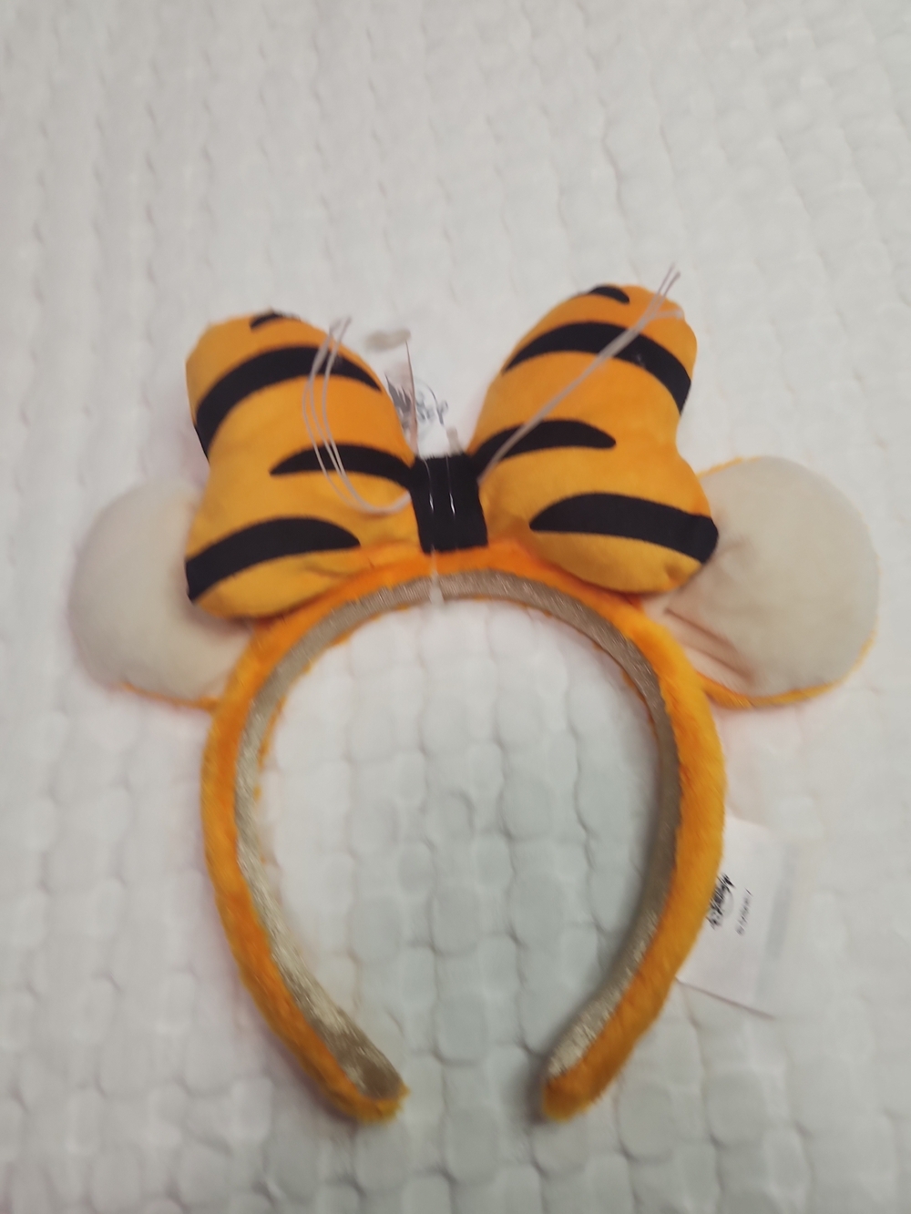 Disney Orange Tiger Bow Plush Headband with Cream Ears